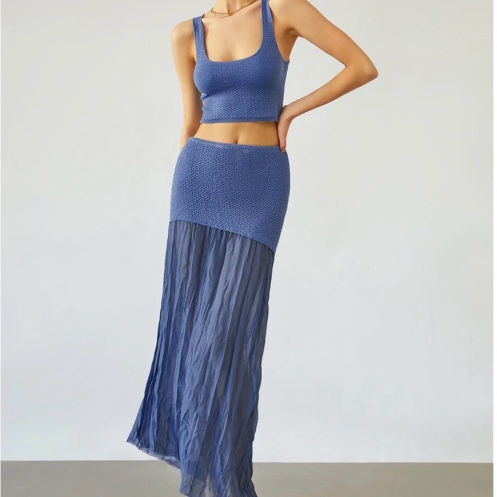 Commense Elegant Blue Skirt Set